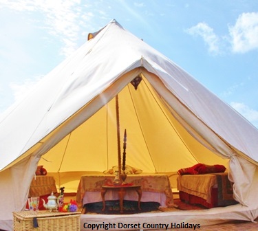 Glamping Bell tents at Dorset Country Holidays