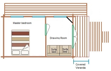 Floor plan of the glamping Cabin at Dorset Country Holidays